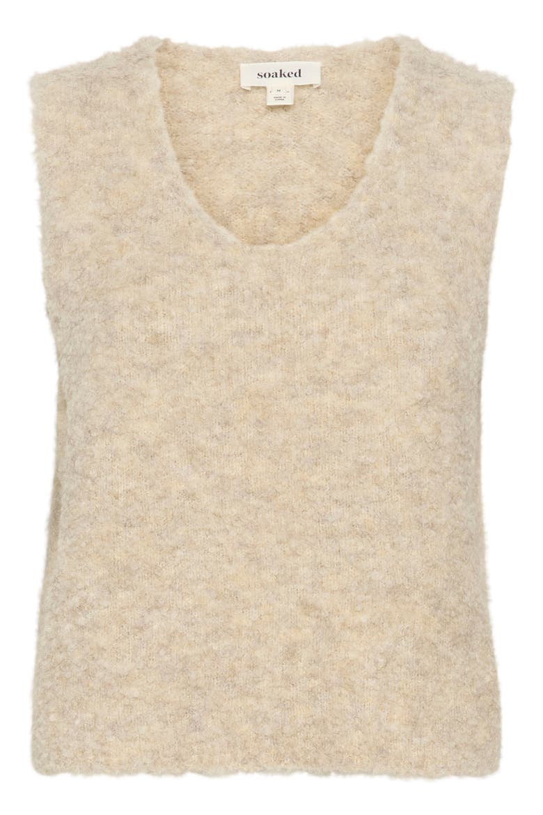 Slvenessa V-Neck Fluffy Knit Waistcoat, Alternate, color, Oatmeal Melange