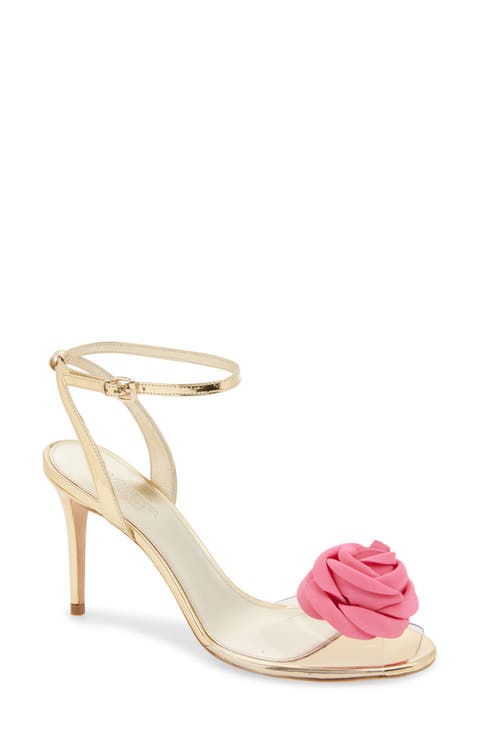 Rosette Embellished Ankle Strap Sandal (Women)