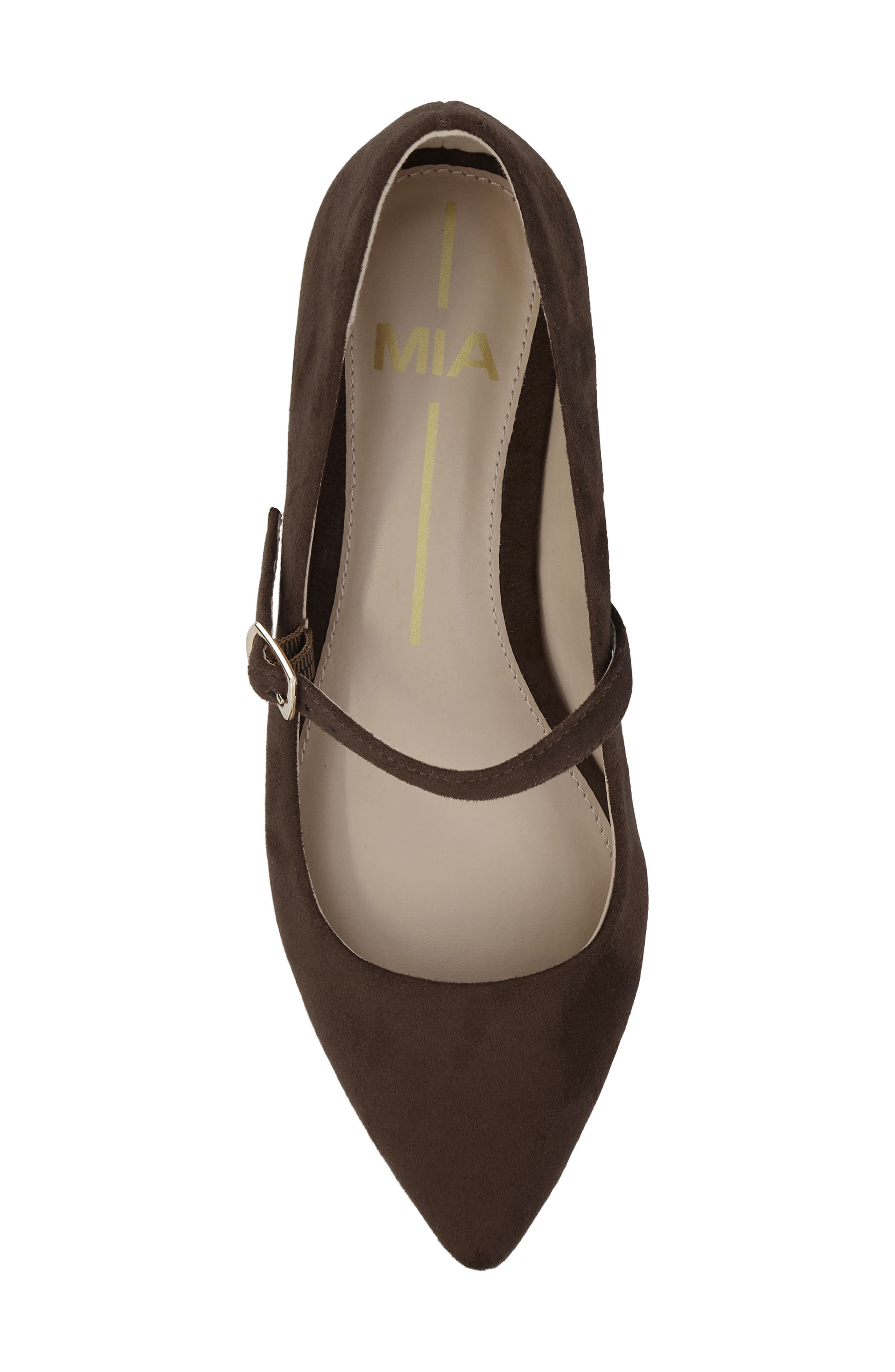 Aviba Mary Jane Pointed Toe Flat, Alternate, color, DARK BROWN