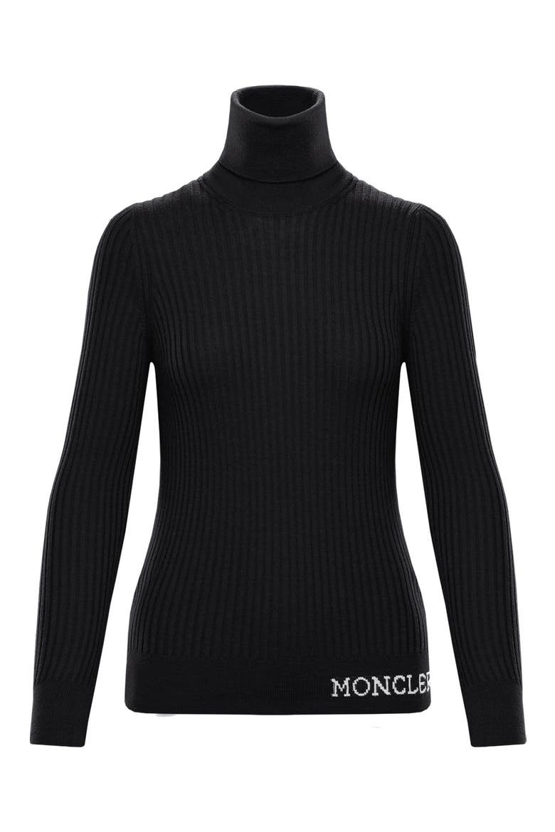 Logo Turtleneck Sweater, Alternate, color, BLACK