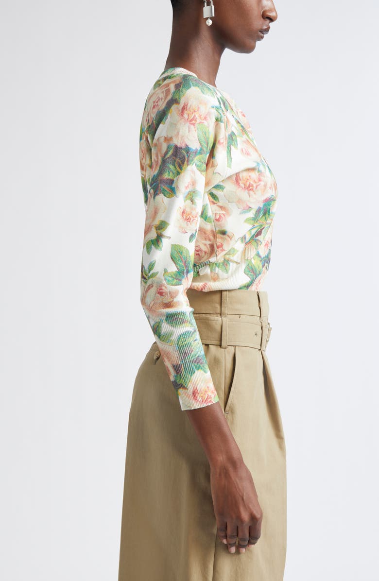 Simone Rocha Shrunken Floral Cardigan, Alternate, color, Rose