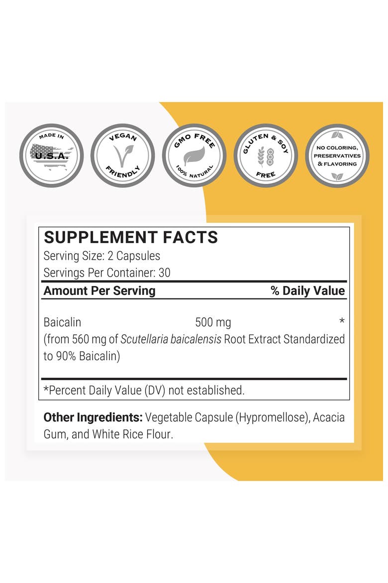 Baicalin 90% -  500mg per Day, Alternate, color, None