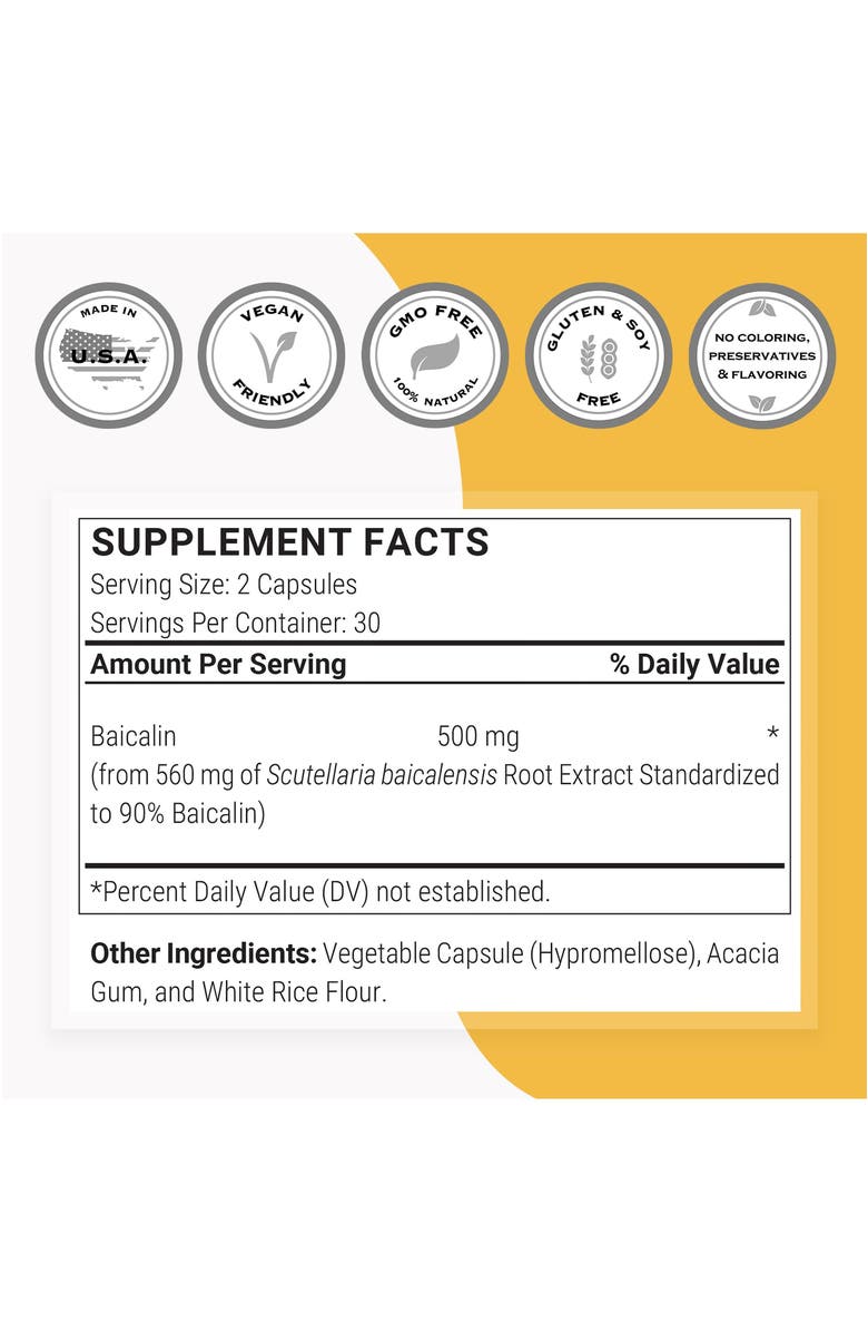 SuperSmart Baicalin 90% -  500mg per Day, Alternate, color, NO COLOR
