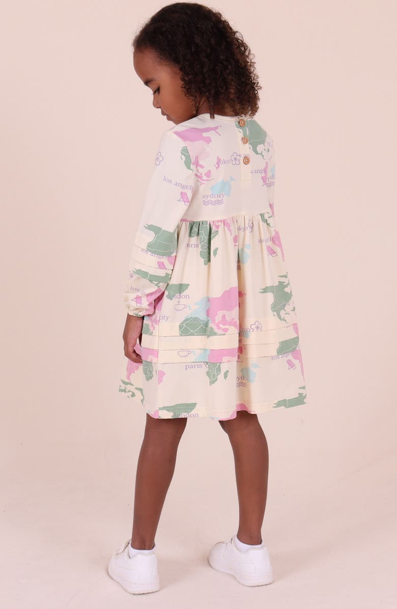 TINY TRIBE Kids' World Tour Stretch Cotton Dress, Alternate, color, Cream