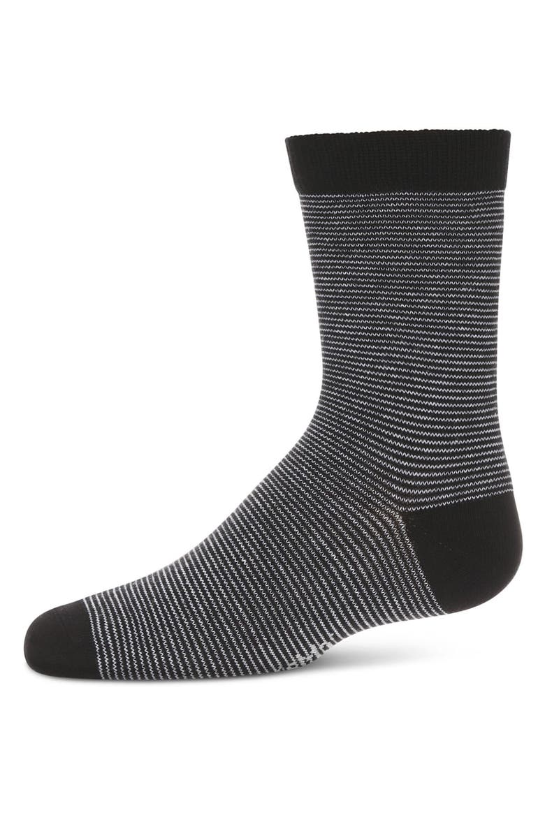 Horizontal Stripe Crew Socks, Main, color, Black