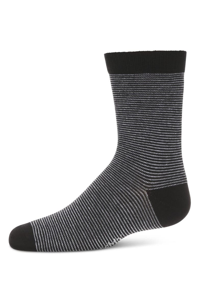 MeMoi Horizontal Stripe Crew Socks, Main, color, Black