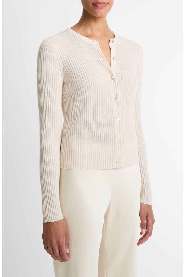 Cashmere & Silk Rib Cardigan, Alternate, color, WHITE SAND