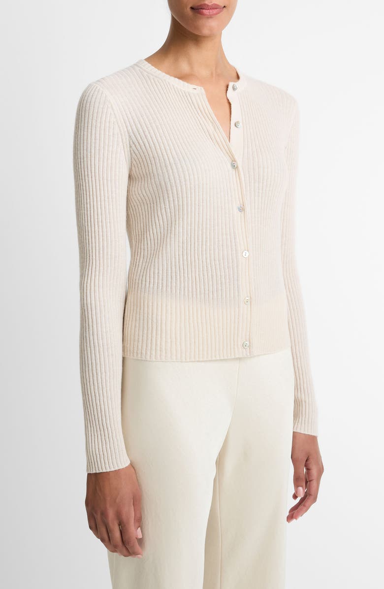 Vince Cashmere & Silk Rib Cardigan, Alternate, color,