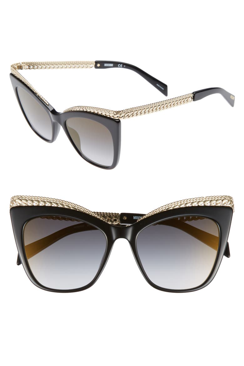 52mm Cat's Eye Sunglasses, Main, color, BLACK