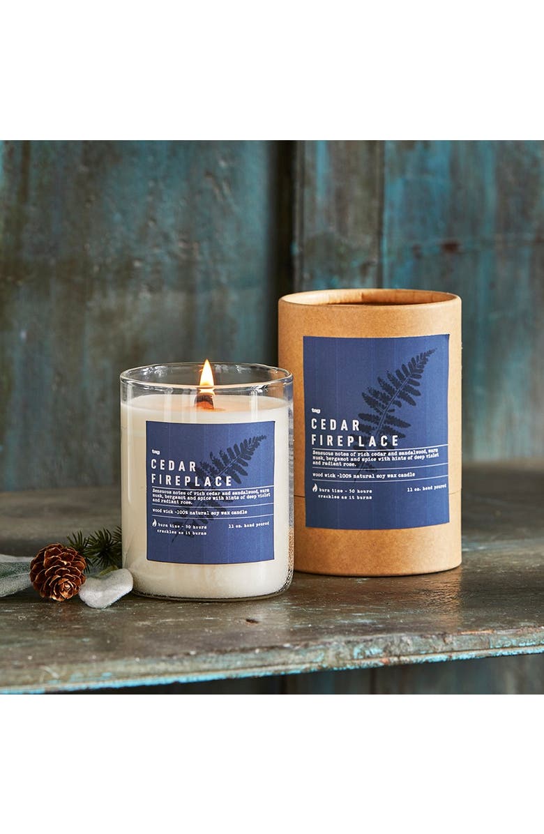 tag Cedar Fireplace Scented Candle Jar Ivory Soy Wax 50hr Burn, Alternate, color, 