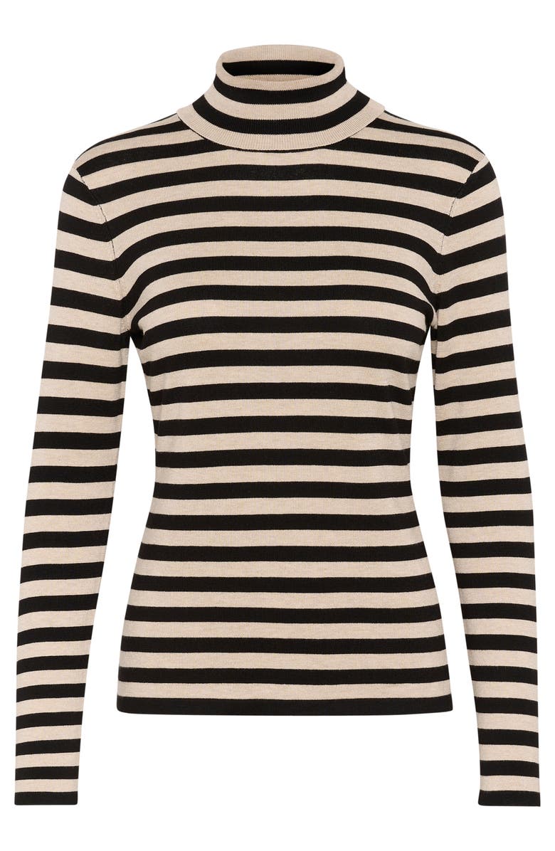 Kaffe KAlizza Rollneck Slim Fit Pullover, Alternate, color, Feather Grey Mel./Black