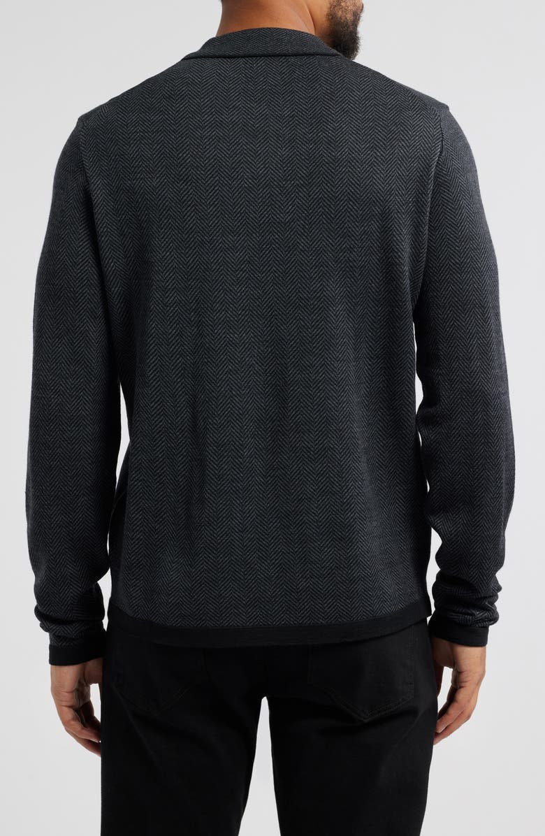 Robert Barakett Forthill Herringbone Half Zip Polo Sweater, Alternate, color, Charcoal