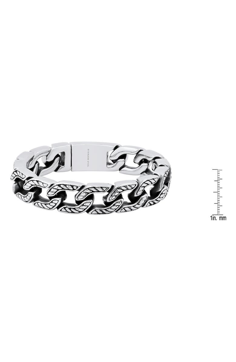 HMY JEWELRY Heavy Oxidized Stainless Steel Chain Bracelet, Alternate, color, Metallic