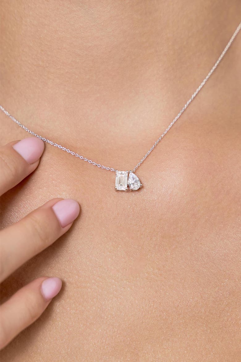Aurelia 14K Gold Lab Grown Diamond Toi Et Moi Necklace - 1.5 Ct, Alternate, color, 14K White Gold