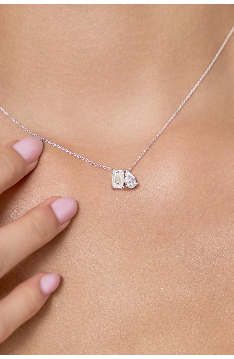 LuvMyJewelry Aurelia 14K Gold Lab Grown Diamond Toi Et Moi Necklace - 1.5 Ct, Alternate, color, 14K White Gold