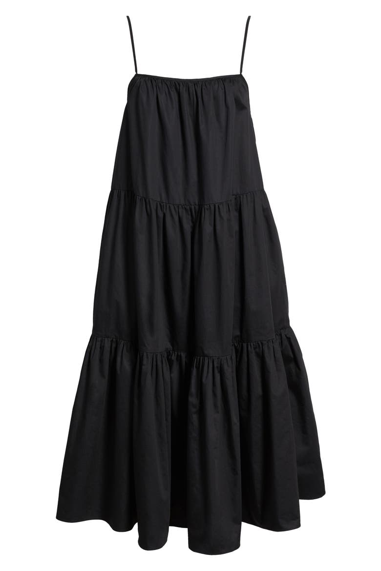 The Addison Tiered Cotton Sundress, Alternate, color, NOIR
