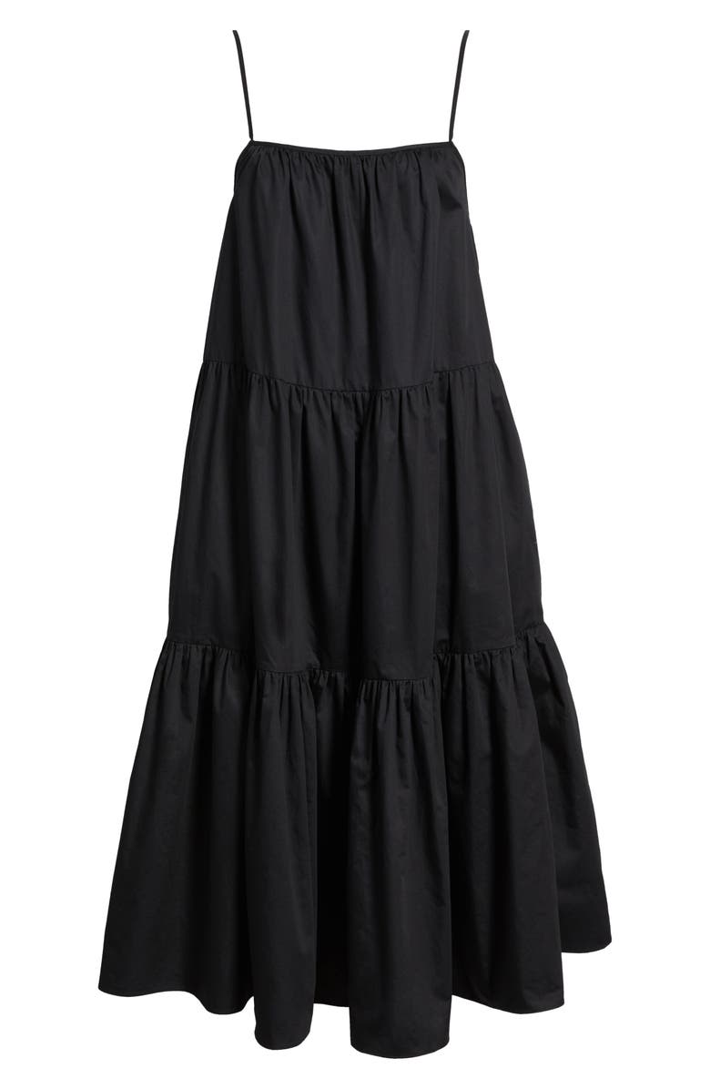 Solid & Striped The Addison Tiered Cotton Sundress, Alternate, color, Noir