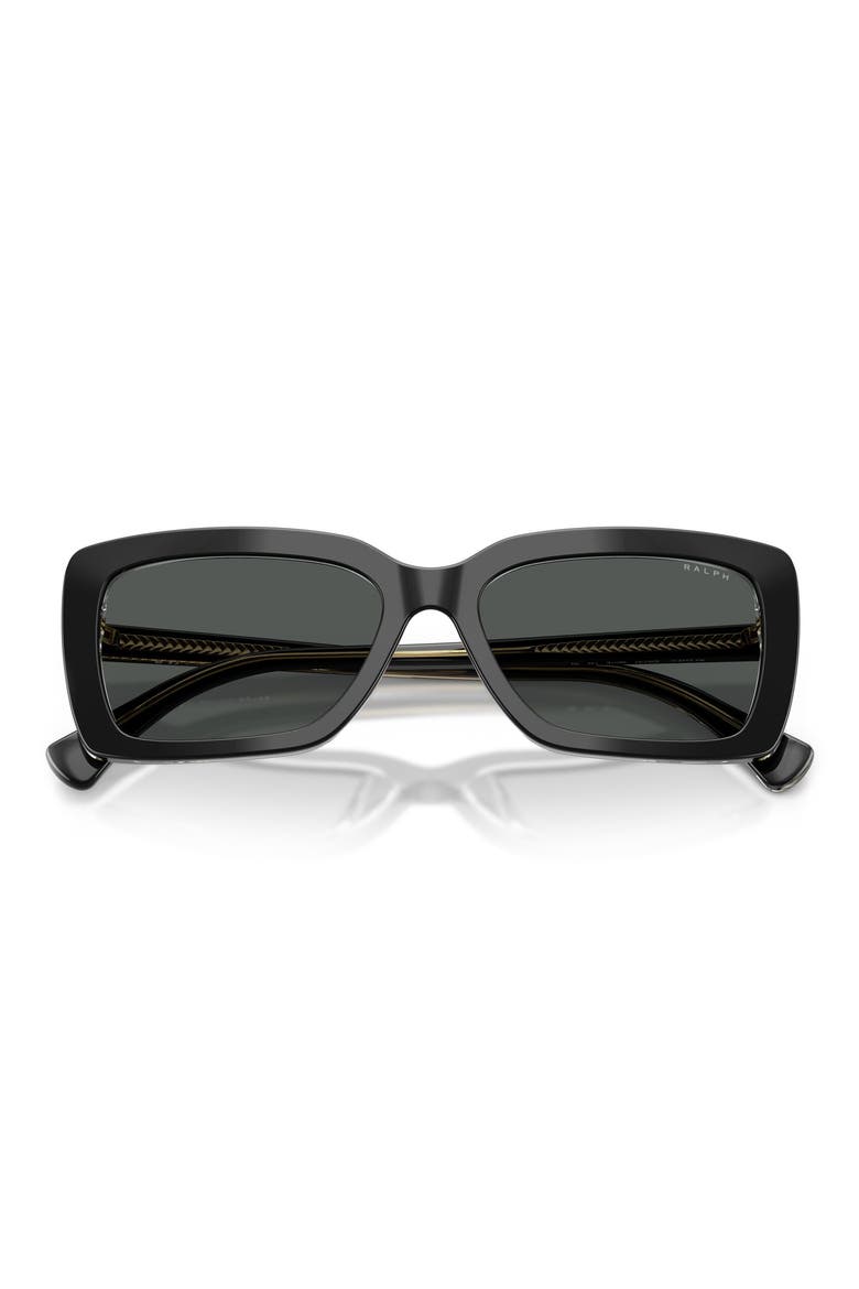 56mm Rectangular Sunglasses, Alternate, color, SHINY BLACK ON TRANSPARENT