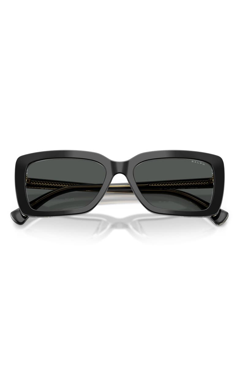 Ralph Lauren 56mm Rectangular Sunglasses, Alternate, color, Shiny Black On Transparent