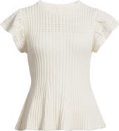 Caslon® Flutter Sleeve Pima Cotton Sweater