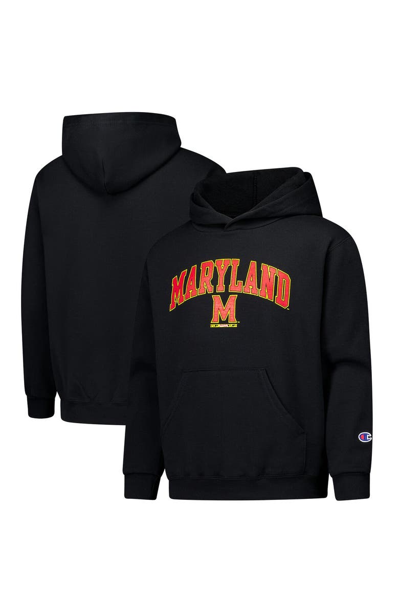 Champion Youth Champion Black Maryland Terrapins Campus Pullover Hoodie, Main, color, Black