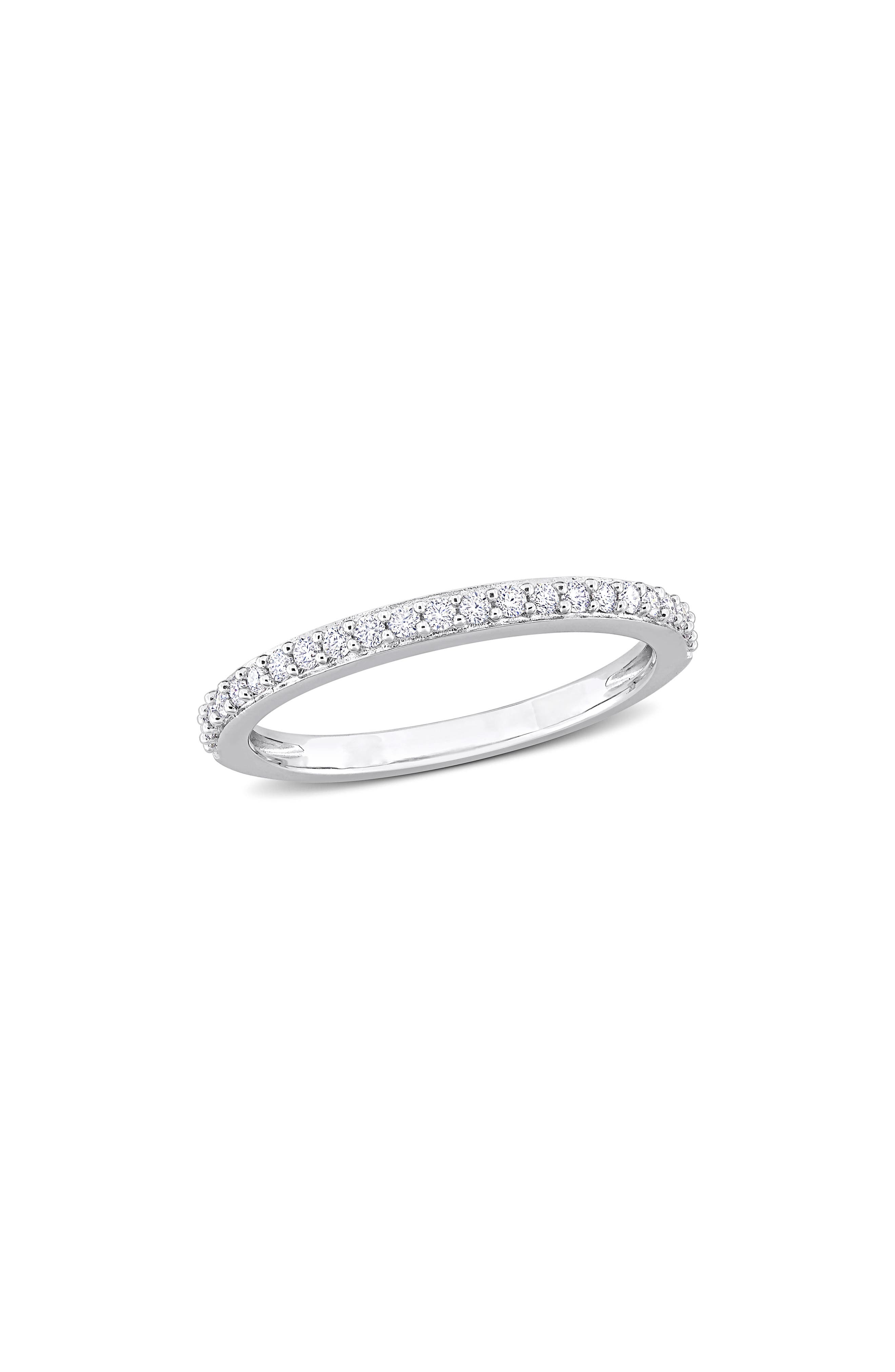 DELMAR Sterling Silver Created Moissanite Band Ring