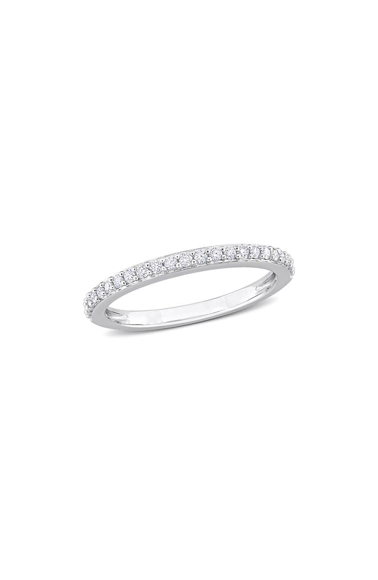 DELMAR Sterling Silver Created Moissanite Band Ring, Main, color, Silver