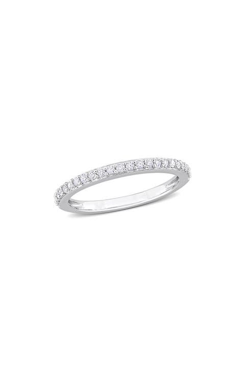 Sterling Silver Created Moissanite Band Ring