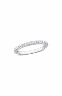 DELMAR Sterling Silver Created Moissanite Band Ring