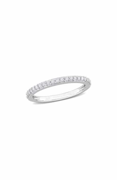 DELMAR Sterling Silver Created Moissanite Band Ring