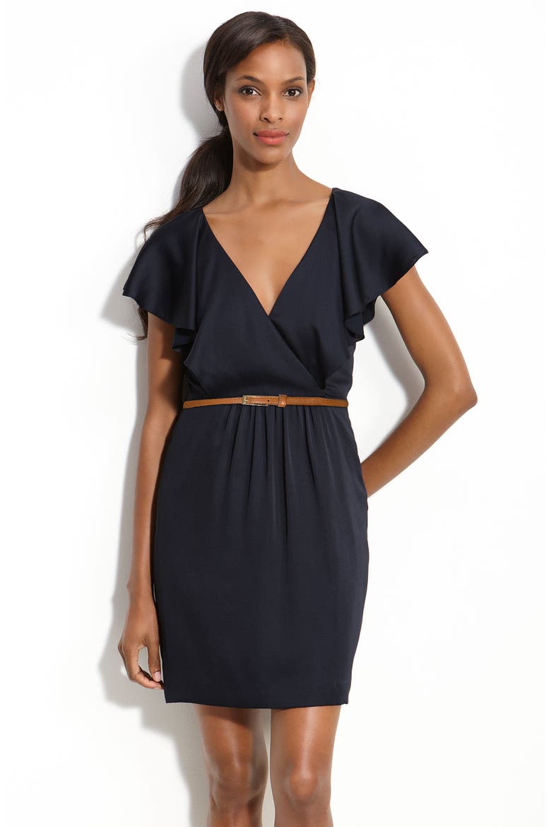 Ruffle Bodice Georgette Dress, Main, color, INK NAVY
