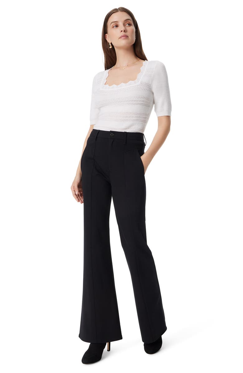 Sam Edelman Bay V-Yoke High Waist Flare Ponte Pants, Alternate, color, Black
