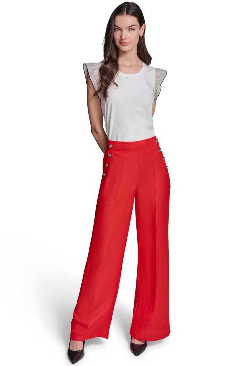 Linen Blend Sailor Pants, Alternate, color, APPLE RED