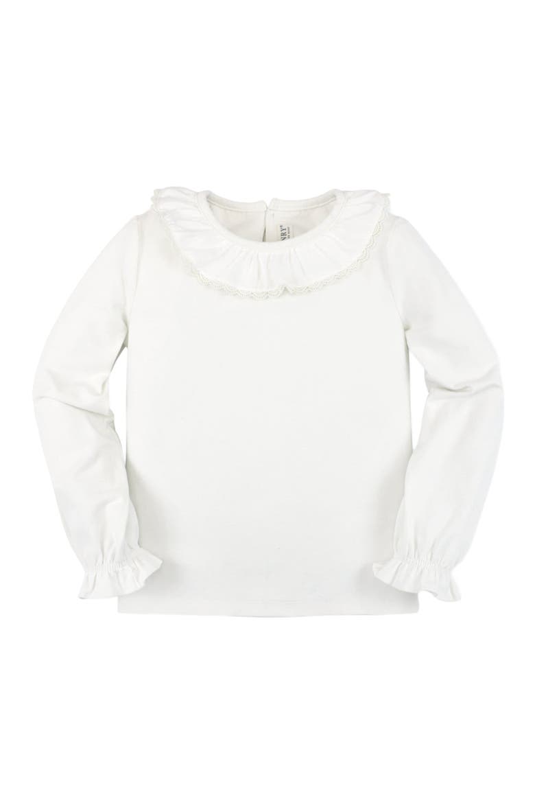 Girls' Ruffle Neck Knit Top, Kids, Main, color, Soft White