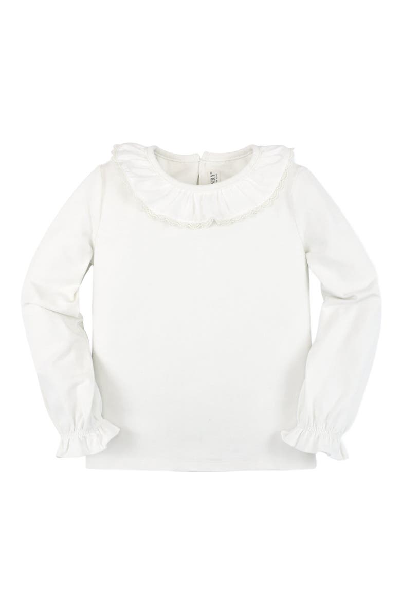 Hope & Henry Girls' Ruffle Neck Knit Top, Kids, Main, color, 