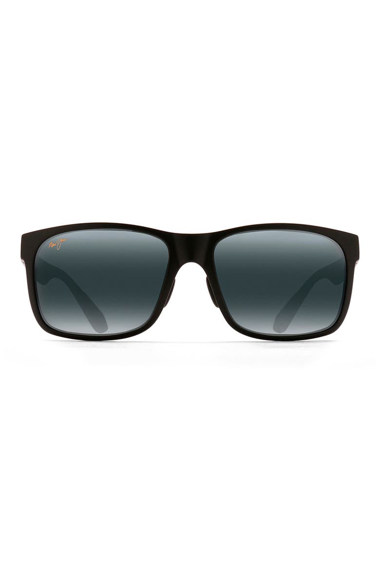 Red Sands 59mm PolarizedPlus2® Rectangular Sunglasses, Main, color, MATTE BLACK