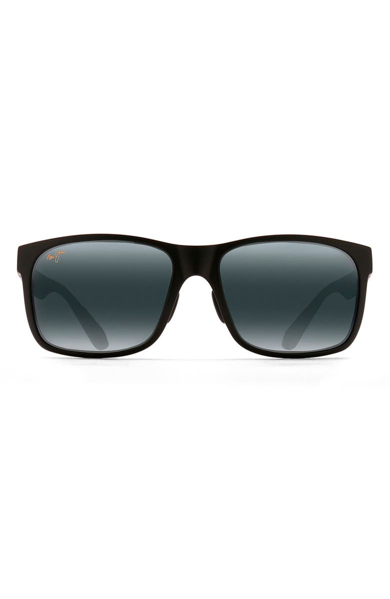 Maui Jim Red Sands 59mm PolarizedPlus2<sup>®</sup> Rectangular Sunglasses, Main, color, Matte Black