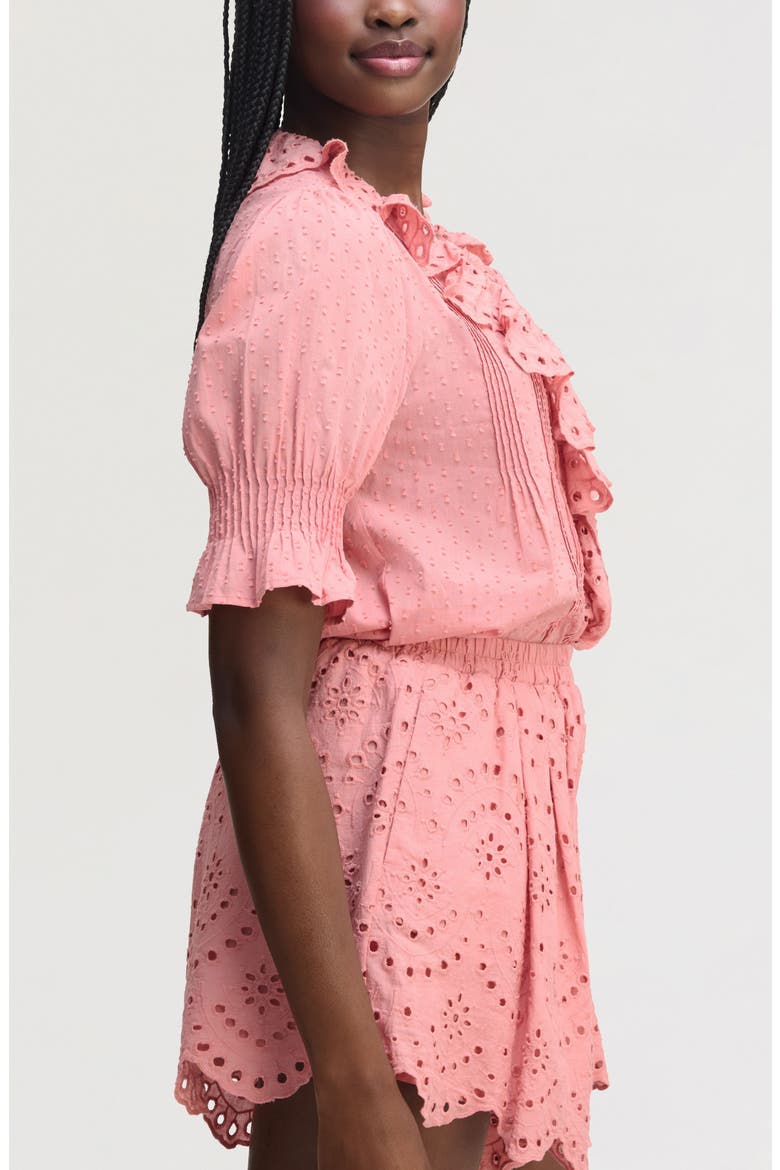 Flounce Ruffle Cotton Top, Alternate, color, PINK ROSA