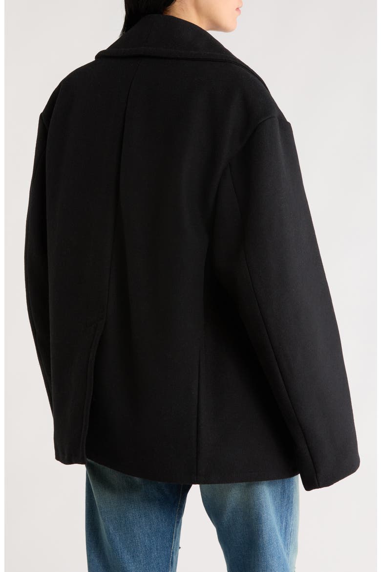 Oversize Wool Blend Peacoat, Alternate, color, BLACK