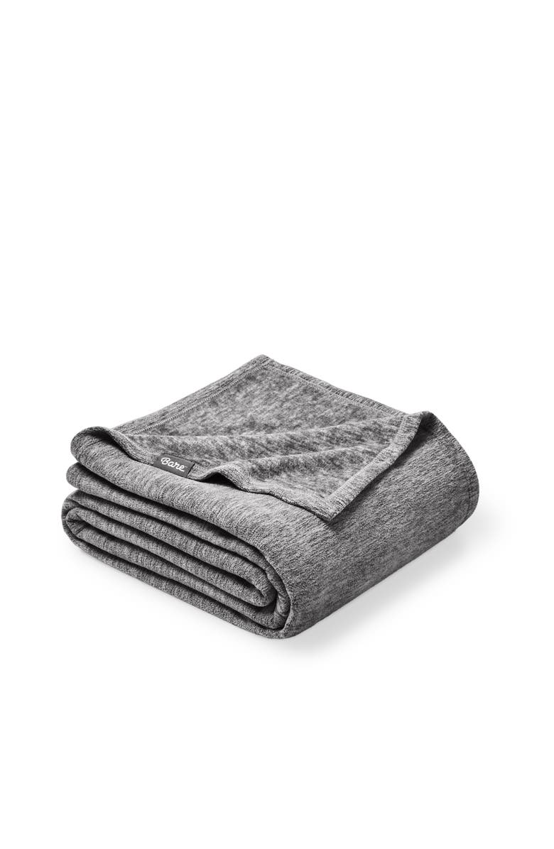 Bare Home Lightweight Polar Fleece Throw Blanket, Main, color, Heather Light Grey