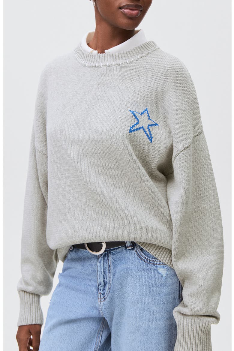 Star Crewneck Sweater, Main, color, GREY