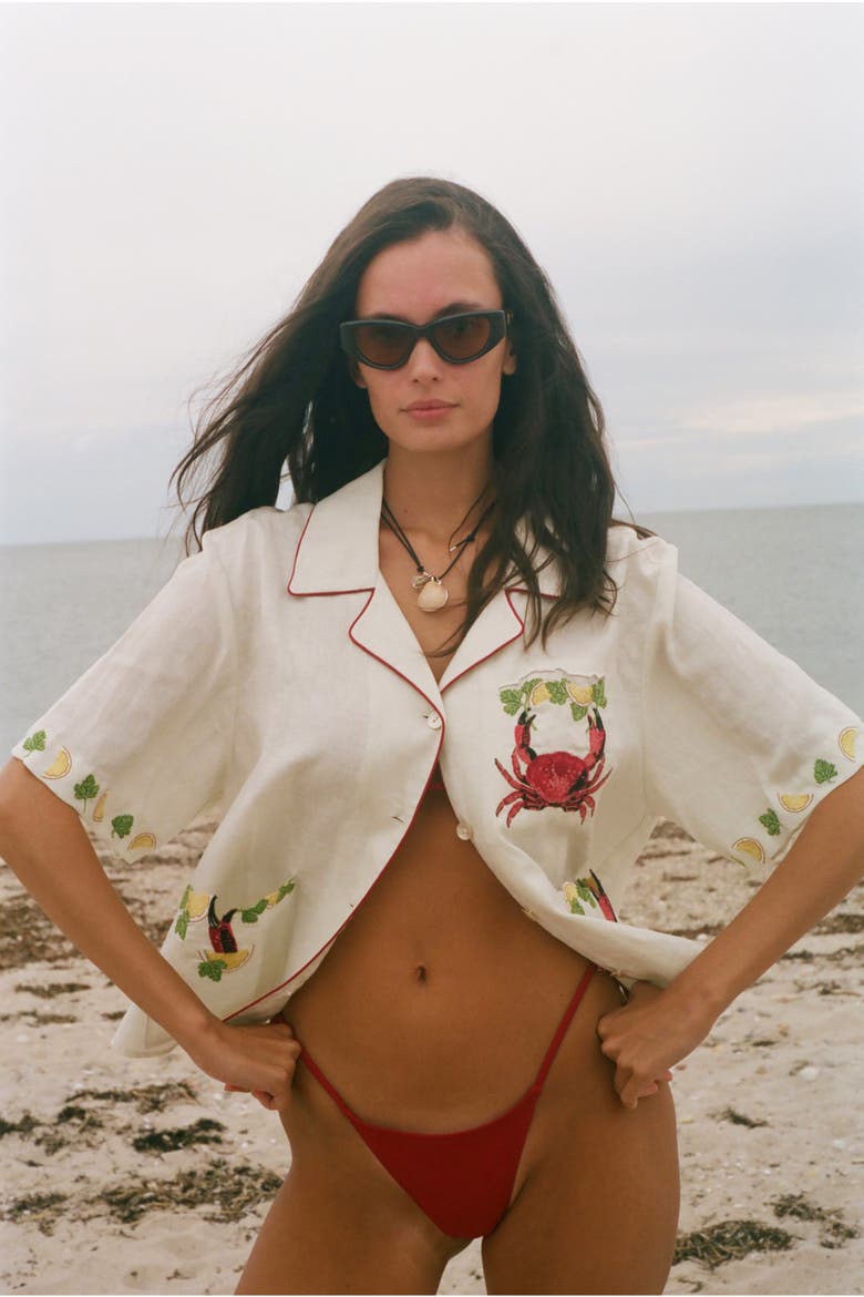 'Just a Pinch' Cabana ~ Relaxed Crop Cut, Alternate, color, Sea-Foam