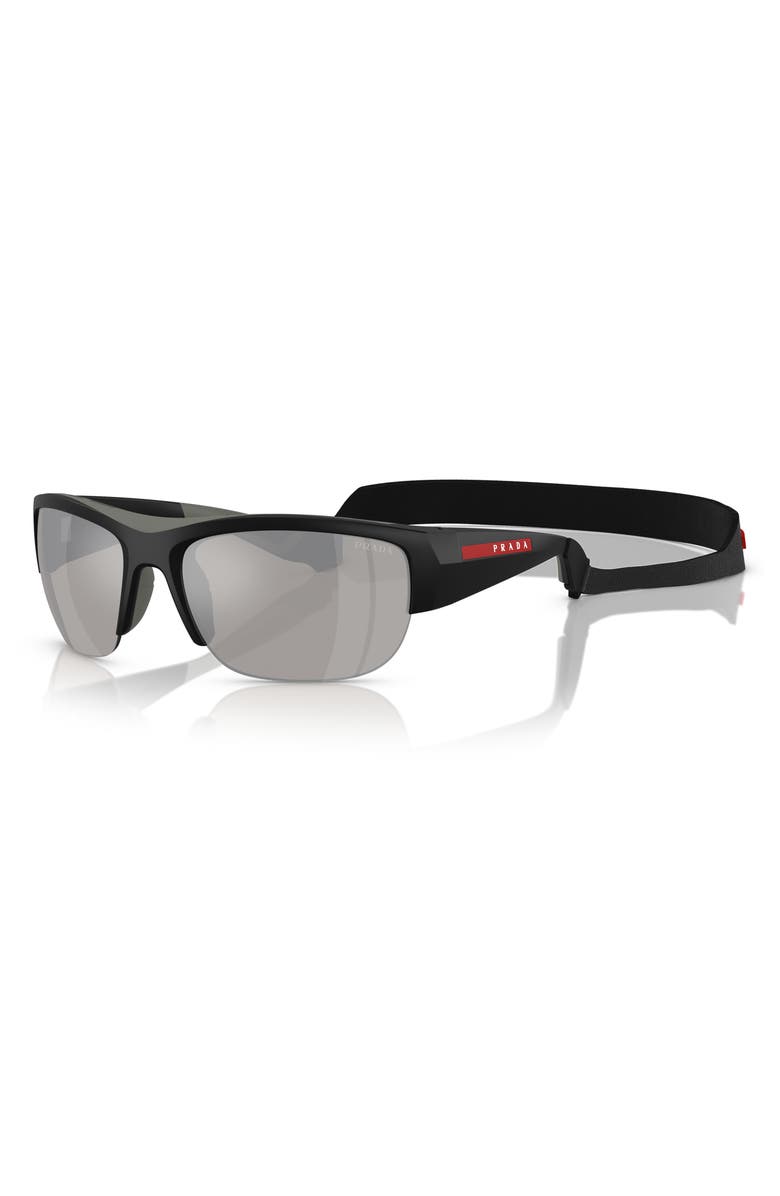 Prada PS A01S 69mm Mirrored Semirimless Pillow Sunglasses, Alternate, color, Grey Mirror