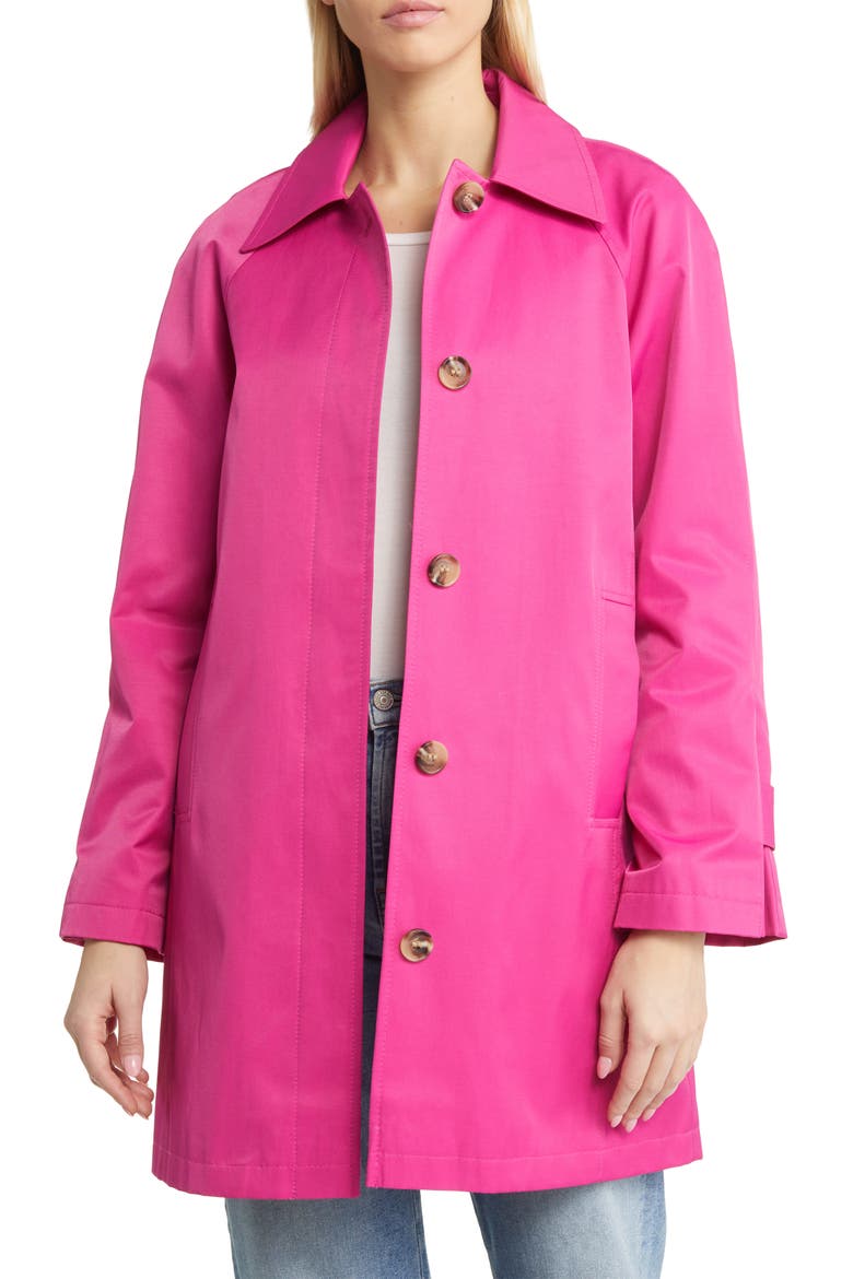 Mac Water Repellent Cotton Blend Raincoat, Alternate, color, ULTRA FUCHSIA