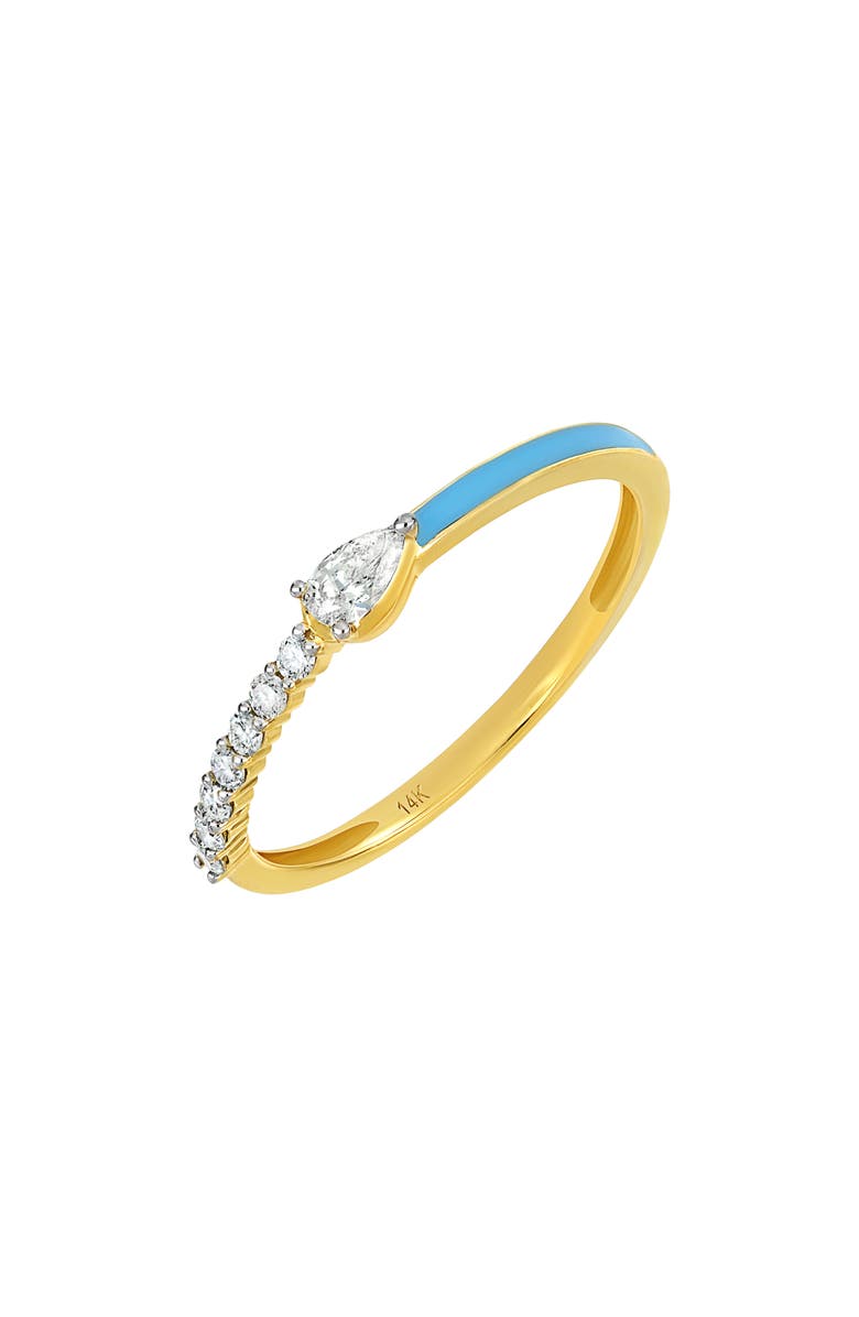 Carrière Jewelry Diamond Sky Blue Enamel Stackable Ring, Main, color, 14K Yellow Gold
