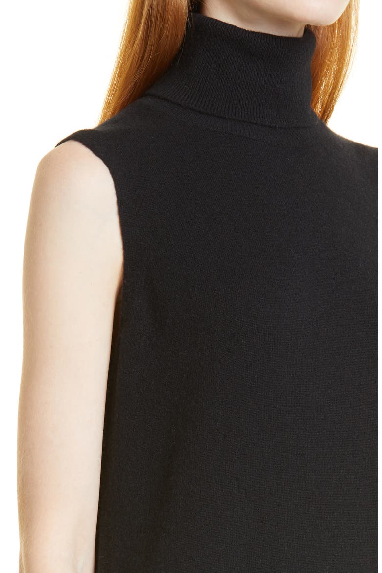 Sleeveless Turtleneck Cashmere Midi Sweater Dress, Alternate, color, BLACK