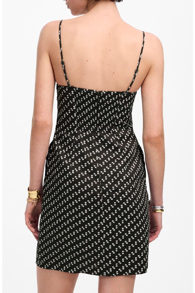 Dot High Neck Linen Blend Minidress, Alternate, color, SOFT CHARCOAL