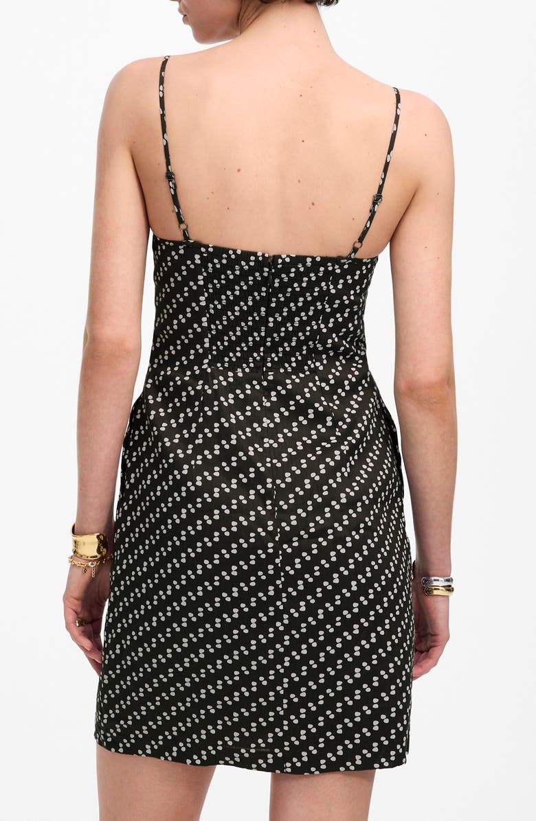 Madewell Dot High Neck Linen Blend Minidress, Alternate, color, Soft Charcoal