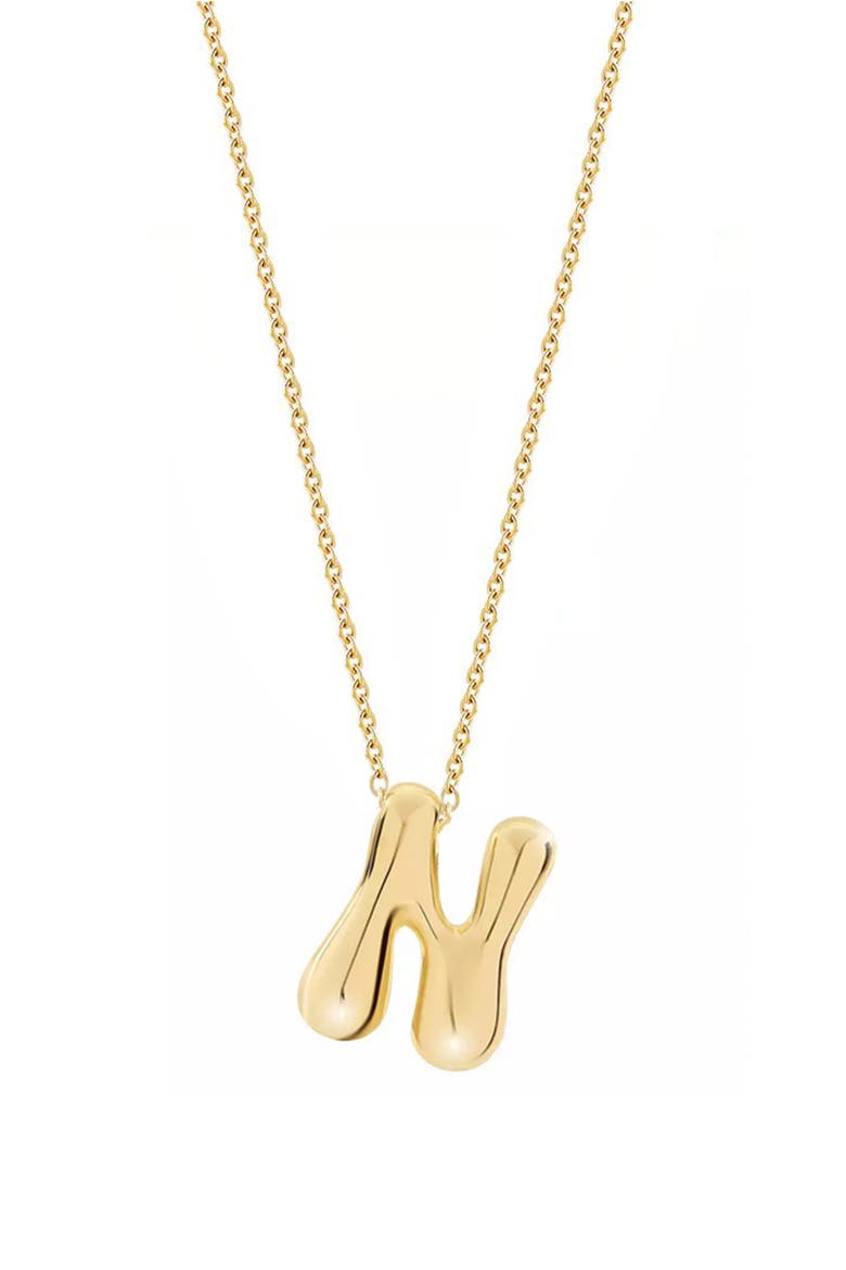 Puffed Initial Pendant Necklace, Main, color, GOLD - N