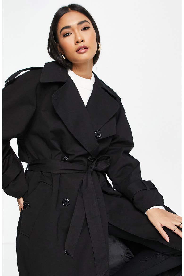 Classic Oversize Cotton Trench Coat, Alternate, color, BLACK